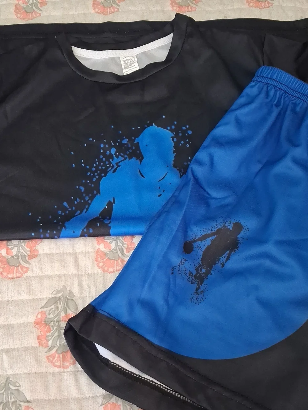 Kids Black and Blue Basketball Short Set